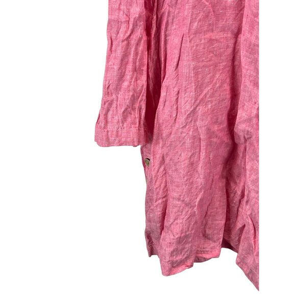 Sigrid Olsen Womens 100% Linen Pink Tunic Top Sz 2X Oversized Long Sleeve Casual - Picture 6 of 6